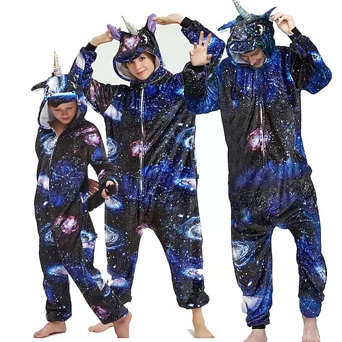Karnevalskostüm 2026 Tier Einhorn Fantasie Karneval Kigurumi-Pyjamas Gruppenkostüm Onesie-Kostüm Warm Bequem Mit Kapuze Fleece Kinder Erwachsene Herren Damen Jungen Halloween Karneval Party Leistung Image