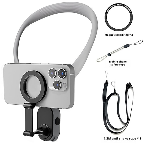 Magnetische Nackenhalterung für Smartphones, ideal für Angelsport und Action-Kameras. Ermöglicht Aufnahmen aus der Ich-Perspektive und freihändiges Tragen am Brustkorb.