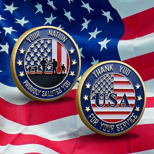 Gedenkmünze der US-Armee – 250. Jahrestag, Sammlerstück mit amerikanischem Adler, doppelseitiges Metall-Souvenir für Veteranen, patriotisches Geschenk für Soldaten Münzsammler Image