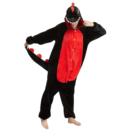 Karnevalskostüm 2026 Tier Drachen Fantasie Karneval Kigurumi-Pyjamas Gruppenkostüm Onesie-Kostüm Warm Bequem Mit Kapuze Fleece Erwachsene Herren Damen Unisex Halloween Karneval Party Leistung Image