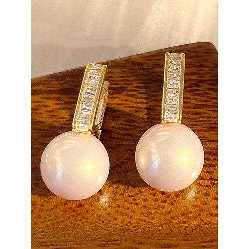 Damenohrringe aus einer Legierung mit Imitationsperlen – elegantes Design in verschiedenen Farben, perfekt für Hochzeiten und den Alltag Image