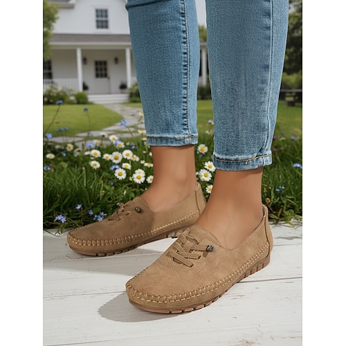Rosa Damen-Mokassin-Loafer mit Ziernähten – weiche, flache Slipper zum Hineinschlüpfen, ideal für Pflegeberufe, Freizeitspaziergänge und den Arbeitsalltag Image