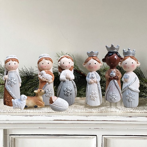 12-teiliges Krippen-Set – Krippenfiguren, Miniatur-Ornamente aus Kunstharz, ideales Weihnachtsgeschenk, Souvenir und festliche Dekoration Image