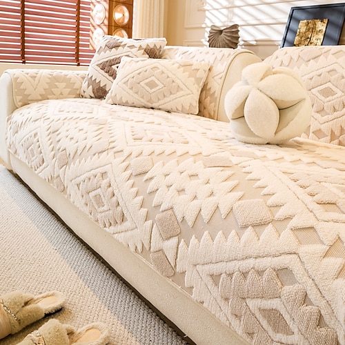 Bohemian Jacquard dicker, warmer, getufteter Fleece-Sofakissenbezug, rutschfeste Sofabezüge Image