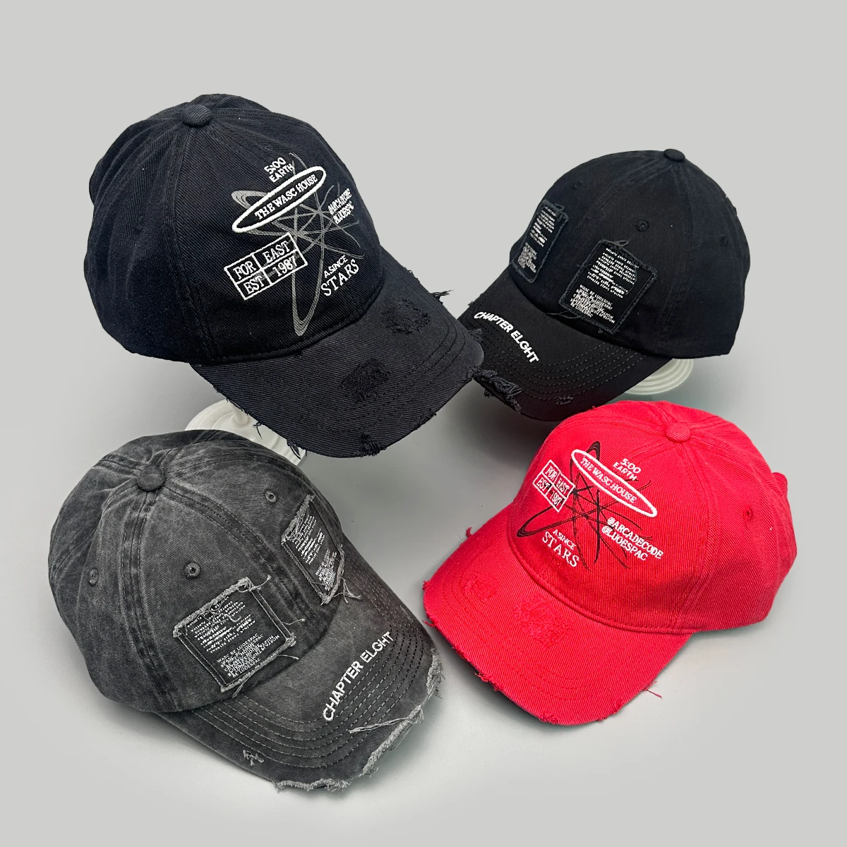 Ins Persönlicher Brief Gebrochener Stil Baseballmützen Neue Unisex Sonnenschutz Straße Vielseitige Distress Hip Hop Mode Outdoor Schirmmützen