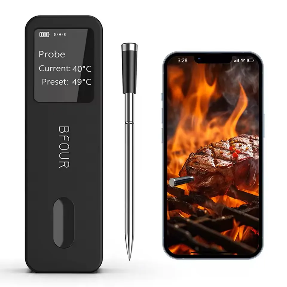 Kabelloses Fleischthermometer und Bluetooth 5.4 Haushalts-Grillthermometer mit langen und kurzen Sonden zum Kochen, Grillen Image