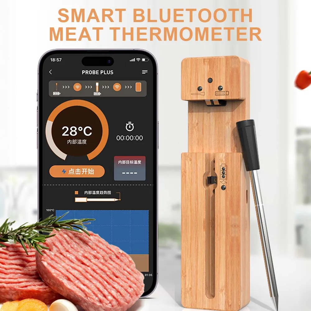 Neueste Drahtlose Fleisch Lebensmittel Thermometer Küche Kochen Werkzeug Ofen Grill BBQ Steak Bluetooth Temperatur Meter Grill Zubehör Image