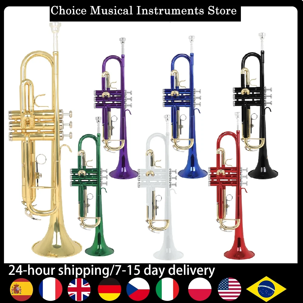 LADE vergoldete Bb-Trompete LT-800 Brass Pro Set mit Hartgehäuse und 7C-Mundstück für Studenten, Anfänger, Dominator Image