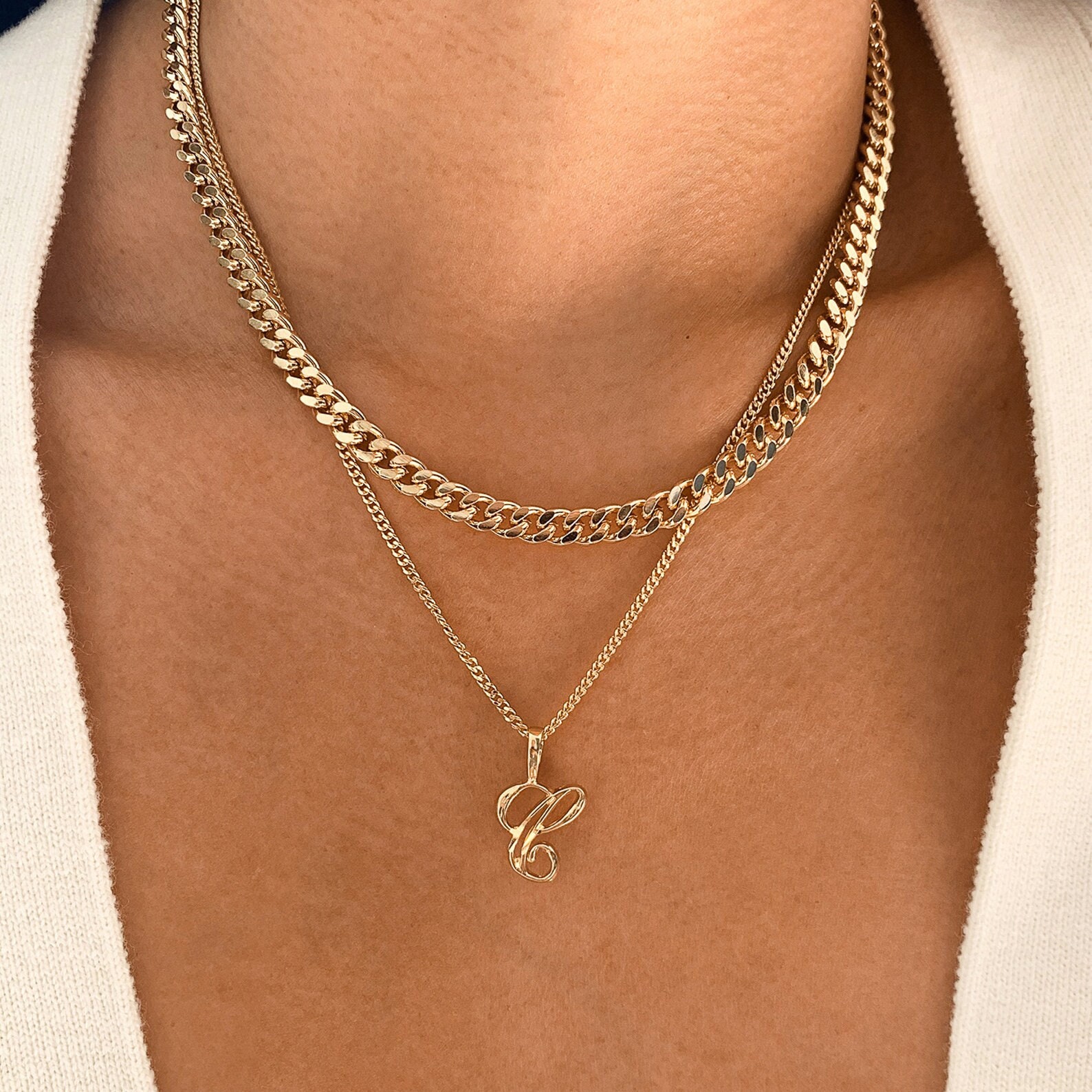 Collana personalizzata, collana iniziale, collana in oro, collana a strati, collana con lettera, collana iniziale in oro, collana con iniziale