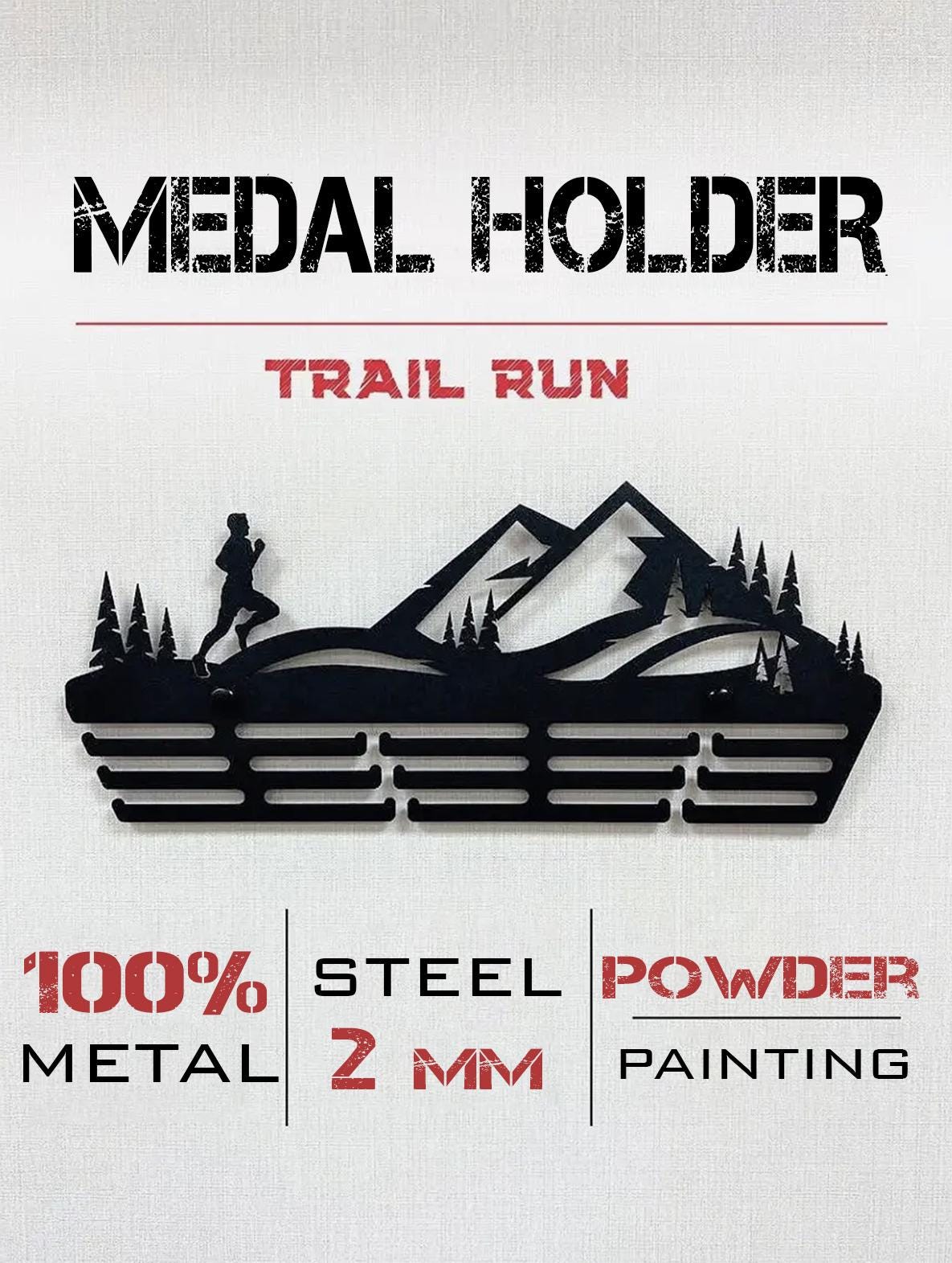 Porta medaglie per trail runner, porta medaglie per maratona, espositore per medaglie, porta medaglie sportive, espositore per medaglie da corsa, rega