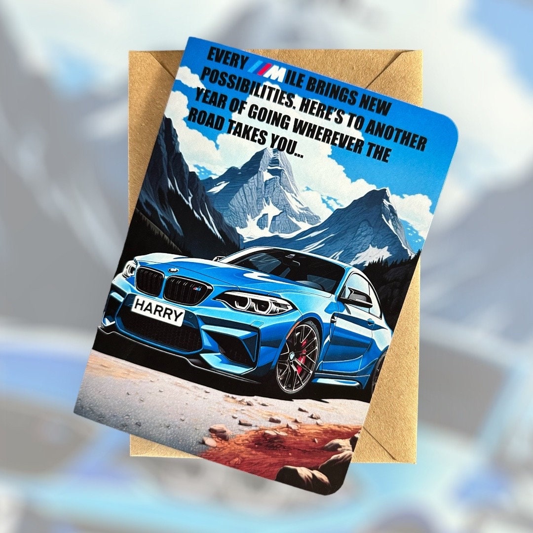 Biglietto di auguri di compleanno personalizzato per la competizione BMW M2 Biglietto di auguri di compleanno BMW M2 Biglietto di auguri di compleanno