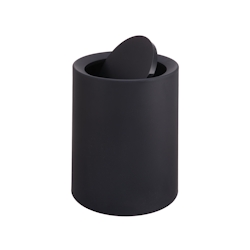 Relaxdays Mülleimer, 13 Liter, Schwingdeckel, Inneneimer, matter Kunststoff, runder Abfalleimer für Bad & Küche, schwarz Image