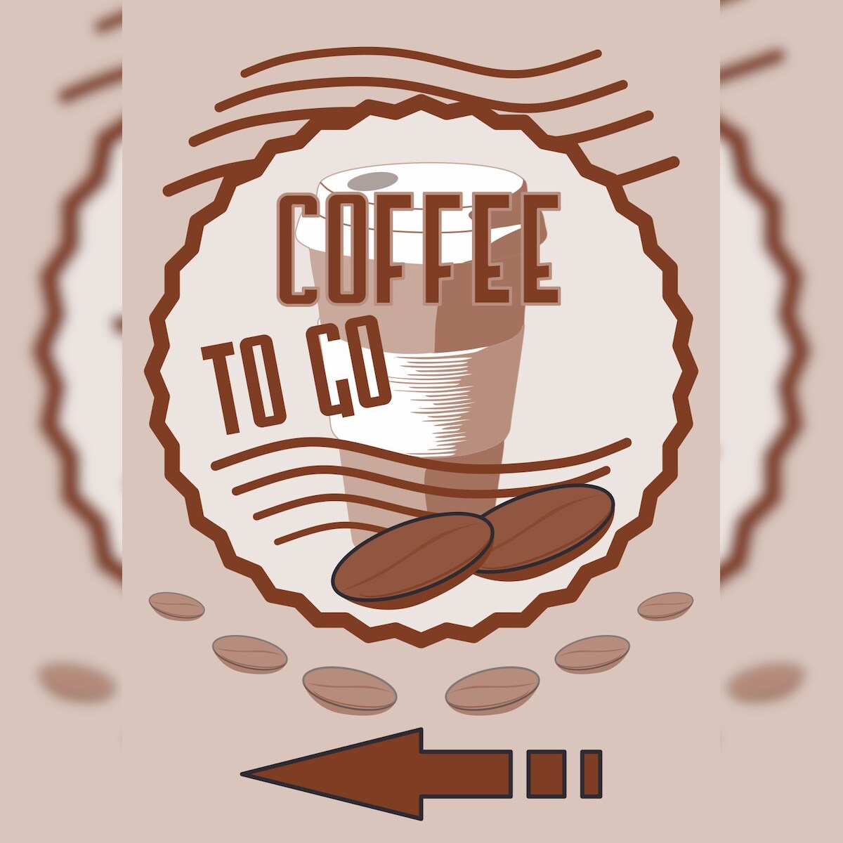 HB-Druck Verkaufsschild Schild Coffee to go Hochkant mit Pfeil links A5 (148x210mm) Image