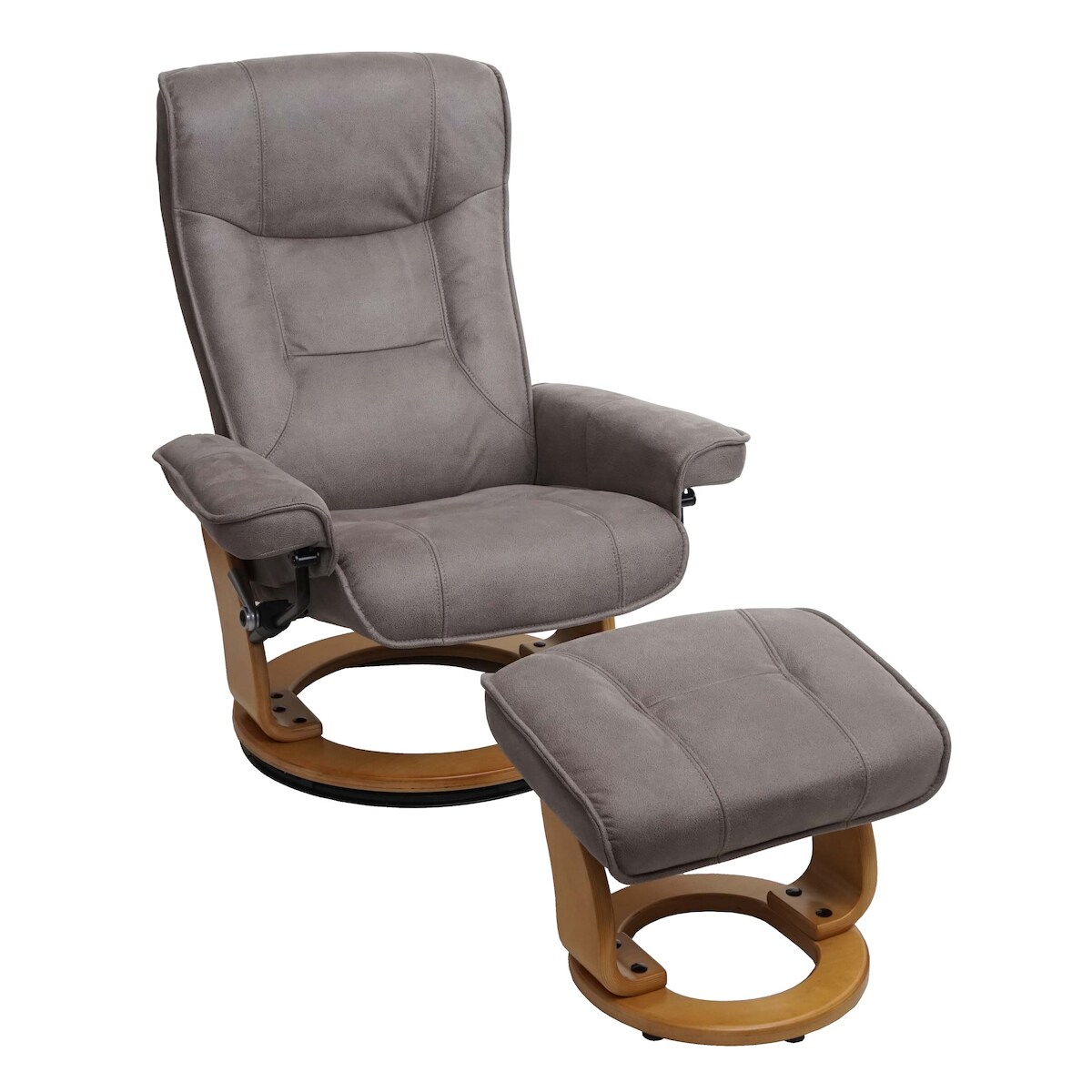Robas Lund MCA Relaxsessel Hamilton, Fernsehsessel Hocker, Stoff/Textil 130kg belastbar ~ hellgrau, naturbraun Image