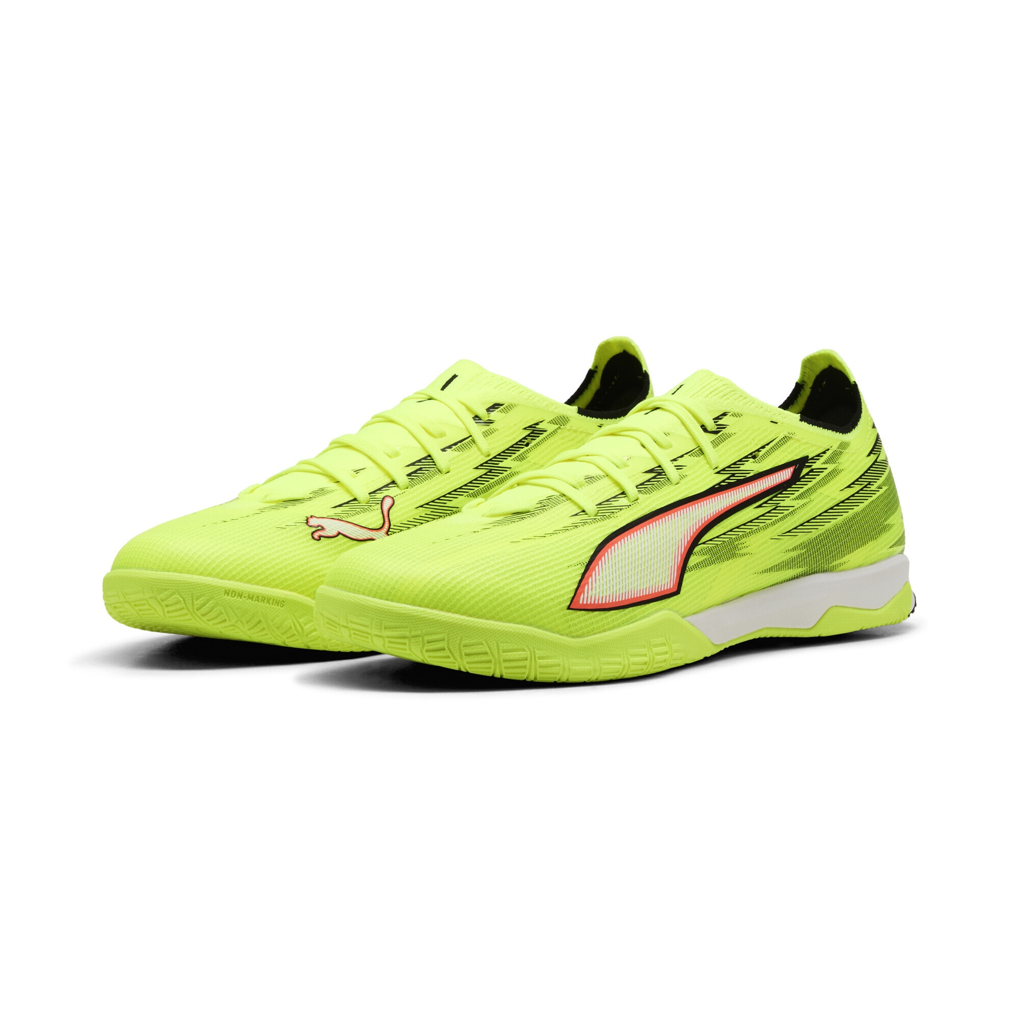 Fußballschuh PUMA "ULTRA 6 MATCH IT Fußballschuhe Erwachsene", Damen, Gr. 40.5, gelb alert schwarz glowing rot lime squeeze, Obermaterial: Synthetik, Textil; Futter: Synthetik, Textil; Innensohle: Textil; Laufsohle: Gummi, Schuhe Fußballschuh