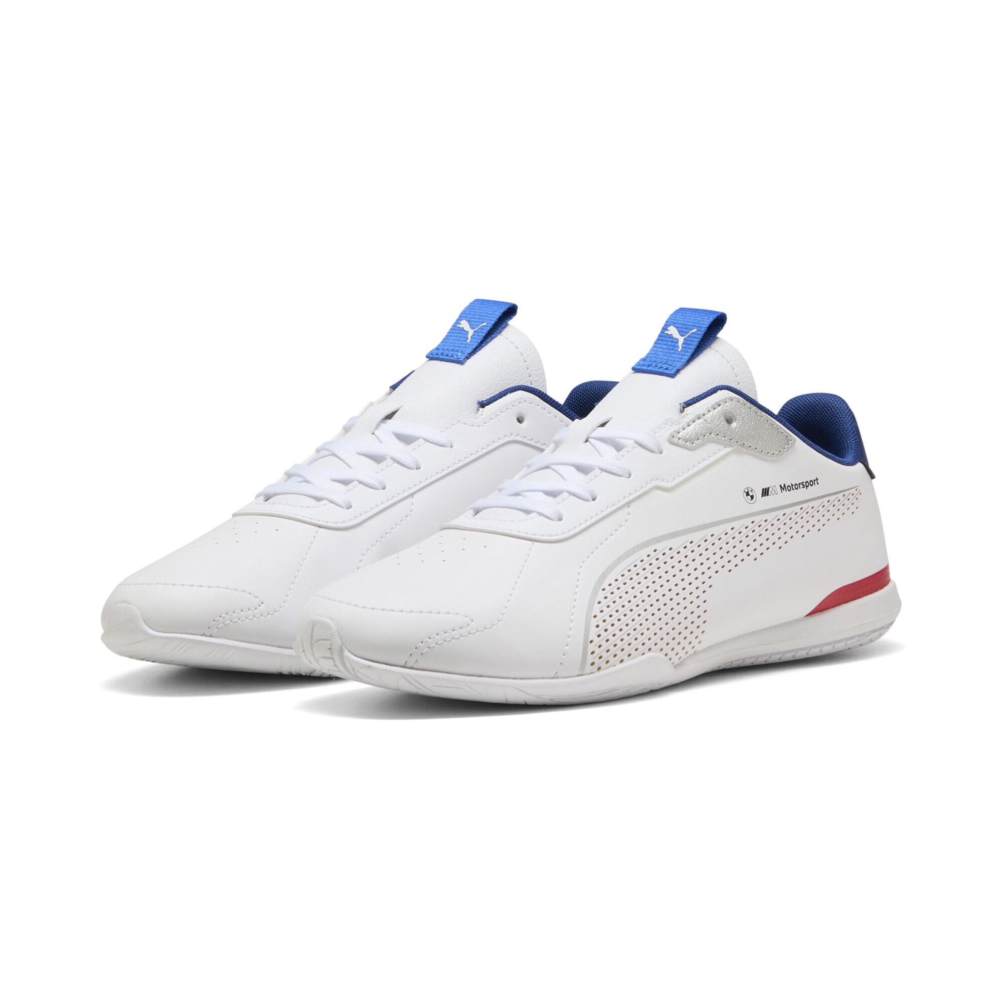 Sneaker PUMA "BMW M Motorsport Neo Cat 3.0 Sneakers Erwachsene", Damen, Gr. 48, weiß silber metallic, Obermaterial: Synthetik, Textil; Futter: Textil; Innensohle: Textil; Laufsohle: Gummi, Schuhe Sneaker