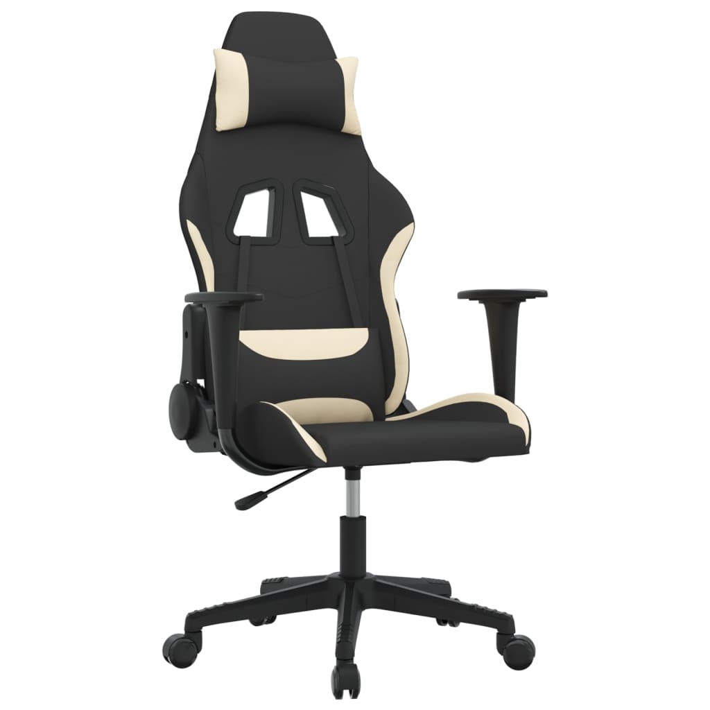 vidaXL Gaming-Stuhl mit Massagefunktion Schwarz und Creme Stoff Image
