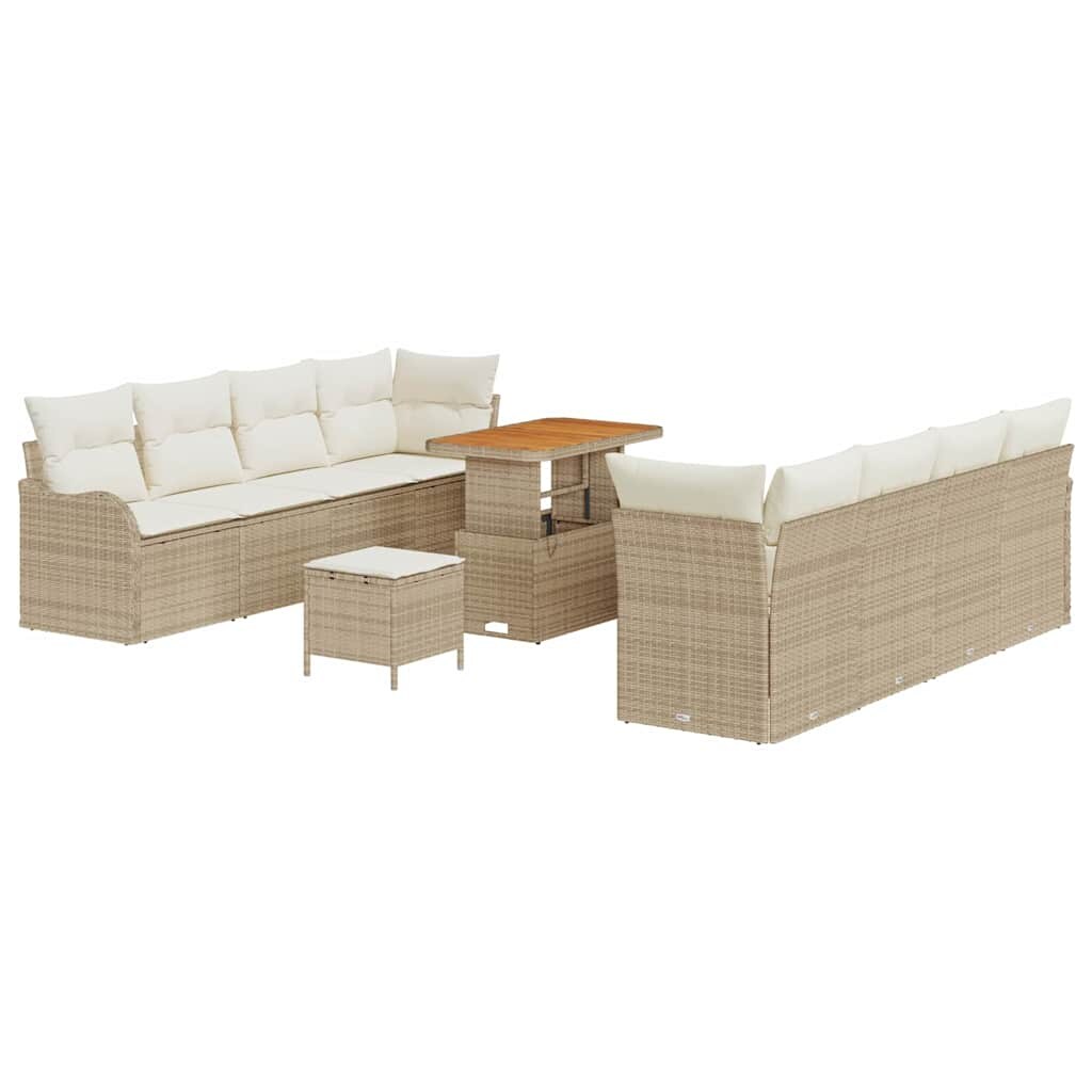 vidaXL Garten-Sofa-Set 11 pcs Beige Poly-Rattan Image