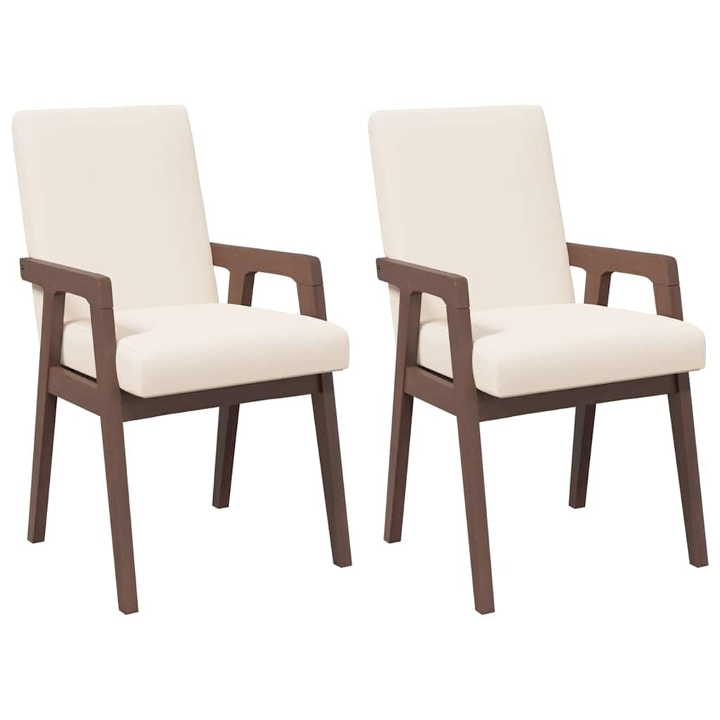 vidaXL Esszimmerstühle mit Kissen 2 Stk. Braun Massivholz Gummibaum Image