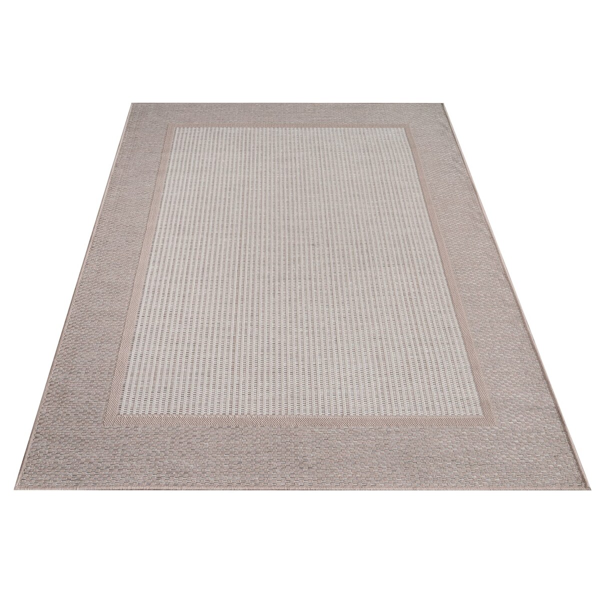 KADIMA DESIGN Teppich Kurzflor Bordüre Wohnzimmer schmutzabweisend Beige Rechteckig 240x340 | 100% Polypropylen, Rücken aus Polypropylen | pflegeleicht Image