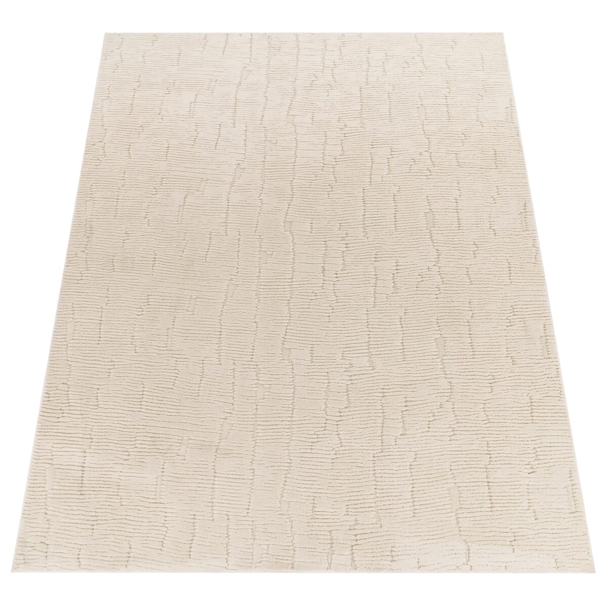 KADIMA DESIGN Teppich Kurzflor waschbar Struktur Wohnzimmer schmutzabweisend Creme Rechteckig 200x280 | 100% Polyester | Florhöhe: 12 mm | pflegeleicht Image