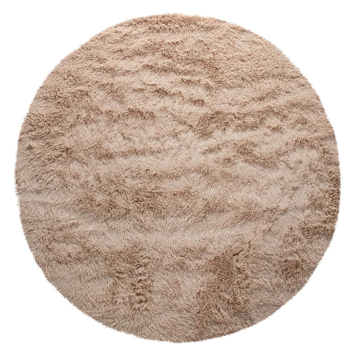 KADIMA DESIGN Hochflor Teppich Shaggy waschbar Unifarben Schlafzimmer schmutzabweisend Beige Rund 160D | 100% Polyester | Florhöhe: 33 mm | pflegeleicht Image