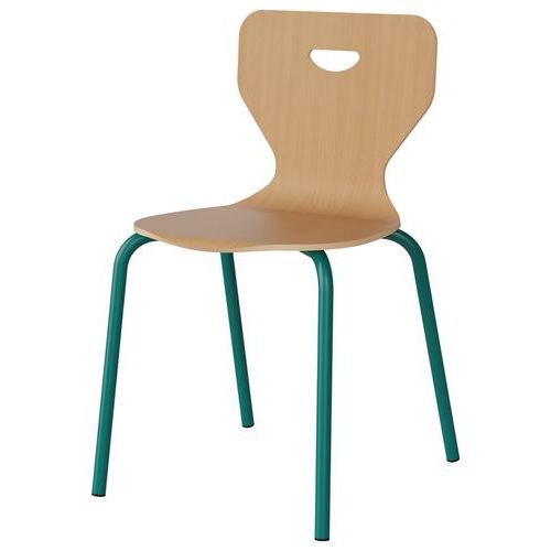 Chaise Malibu 4p - T6 - Coque Hêtre / Alu Bleu 5018 - Manutan Expert