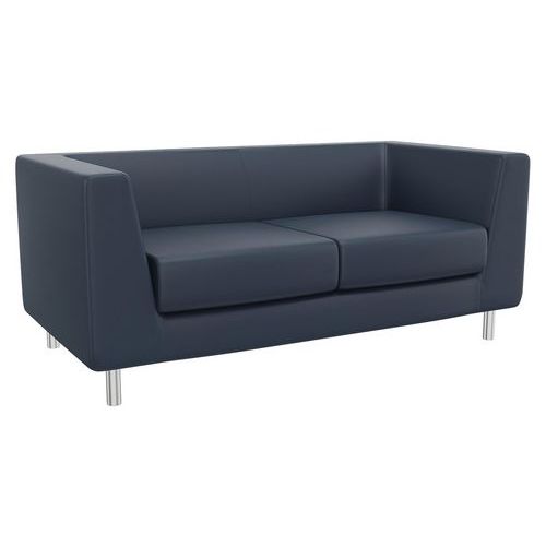 canapé 2 places florin enduit pvc bleu gris b03/178 - manutan expert