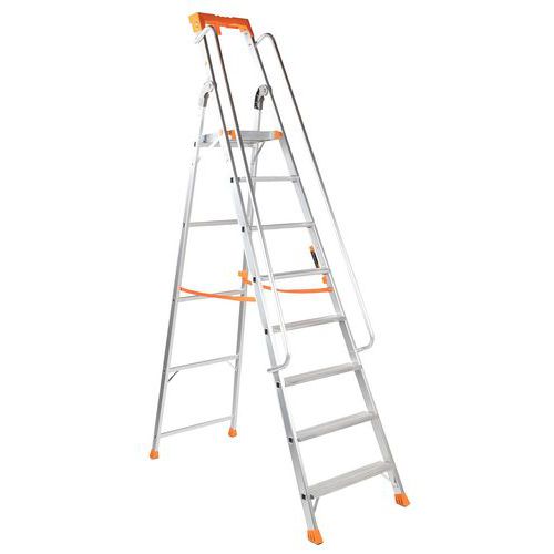 Escabeau Professionnel 8 Marches Aluminium Avec Rampe - Manutan Expert