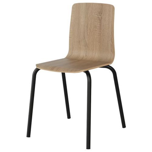 Chaise Malibu 4p T6 Coque Chêne Bard 1146 / Alu Noir 9005 - Manutan Expert