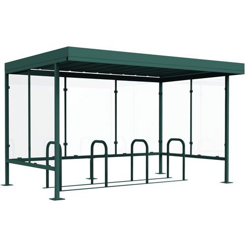 Abri Vélo/moto Beaulieu Vitré 3 Côtés 380x250 Vert+support - Manutan Expert