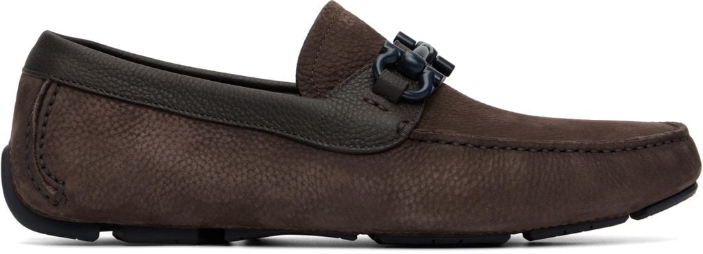 Gancini Ornament Driver Loafers - Black - Ferragamo Slip-Ons