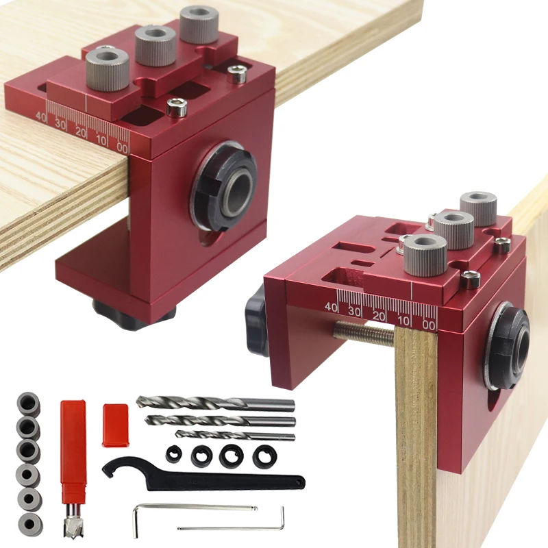 3 in 1 Dowell ing Jig Kit Bohr führung Locator Hole Puncher Taschen loch Jig für Schrank möbel Haushalt Holz bearbeitungs werkzeuge Image