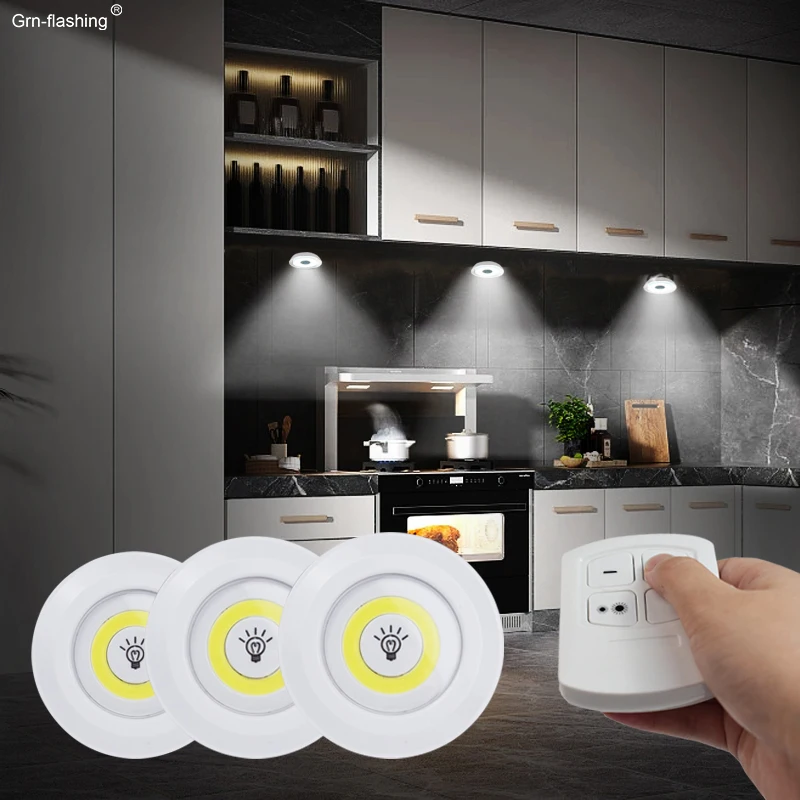 Aaa Batterie Power Küchen schrank Licht drahtlose Fernbedienung Cob LED unter Schrank Licht Timing dimmbare Garderobe Nacht lampe Image