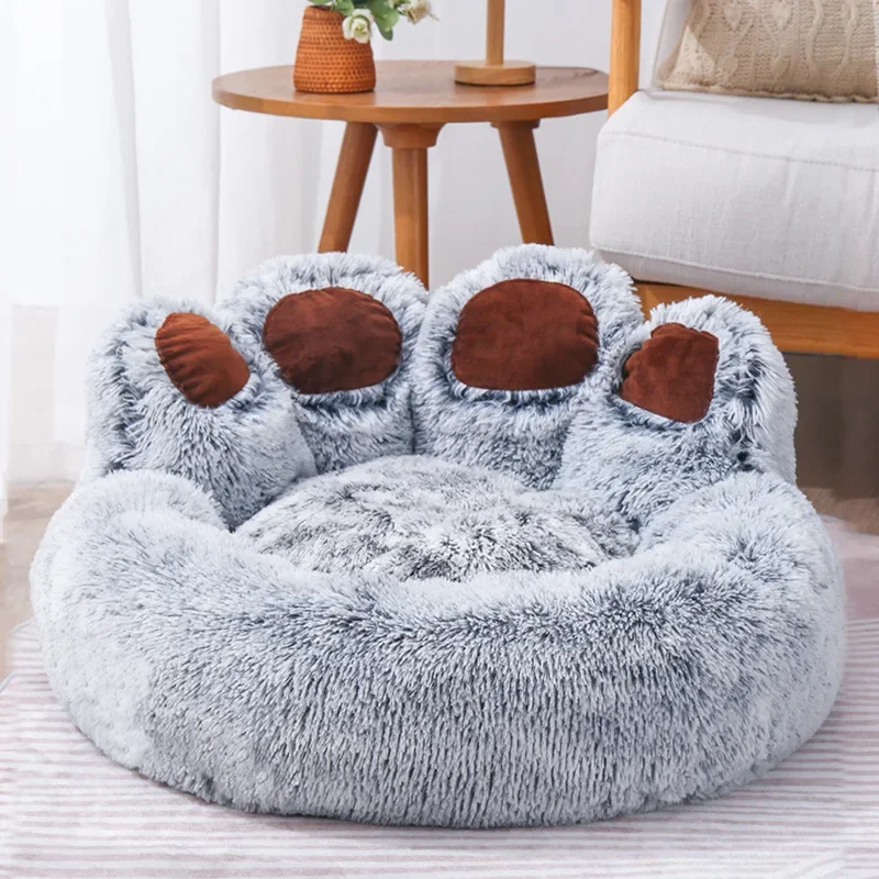 Warmen Zwinger Pet Bär Pfote Form Haus Kleine Hund bett Teddy Zwinger 5-15KG Abnehmbare und Waschbar katze bett Image