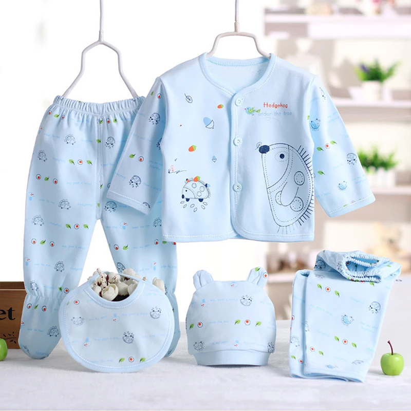 5 Stück Frühling Herbst neugeborenes Baby Mädchen Outfits Cartoon niedlich Baumwolle weiche Tops + Hosen Kinder Kleidung Set Säugling Jungen Kleidung bc244 Image