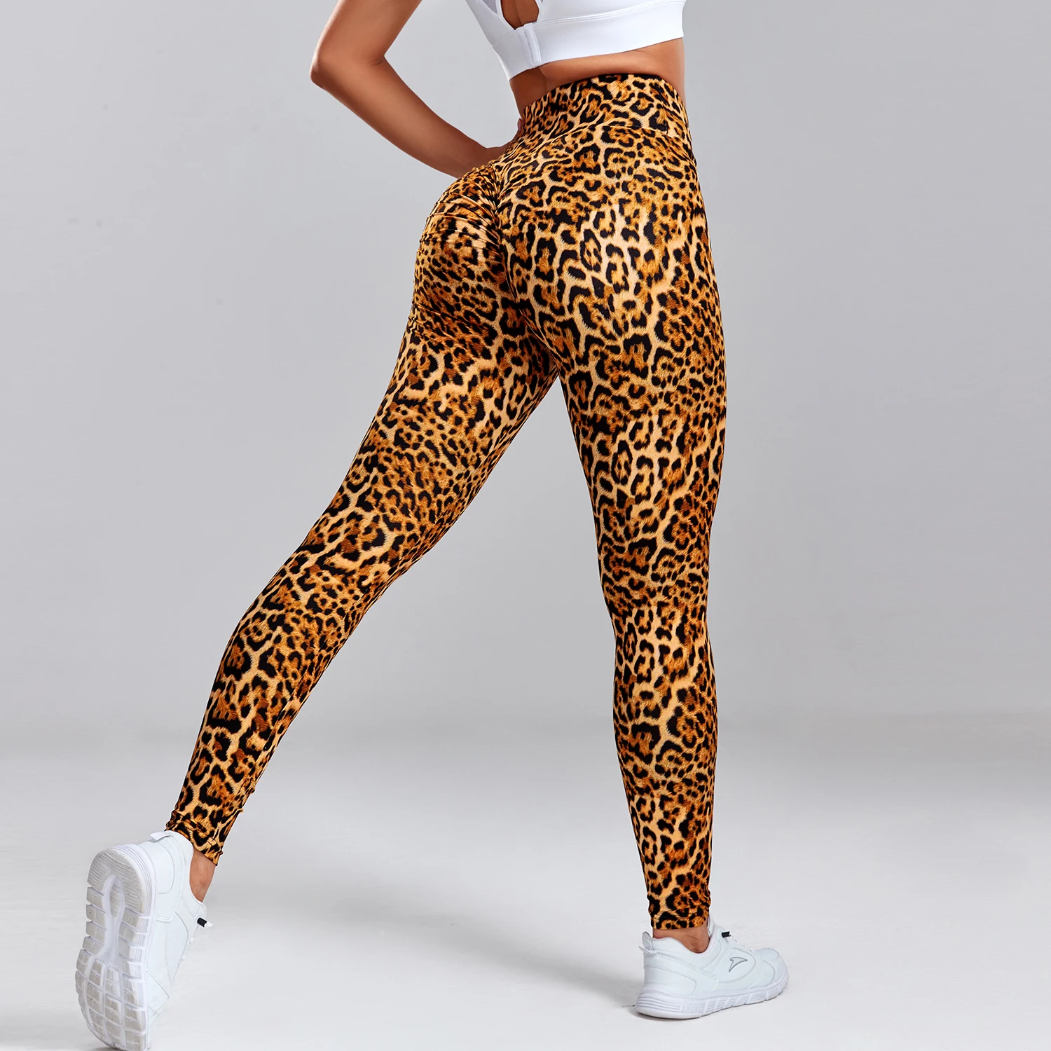 Leoparden muster Leggings Fitness Frauen hohe Taille sexy Yoga hosen Scrunch Butt Booty Leggins Fitness studio Joggen atmungsaktive weibliche Kleidung Image