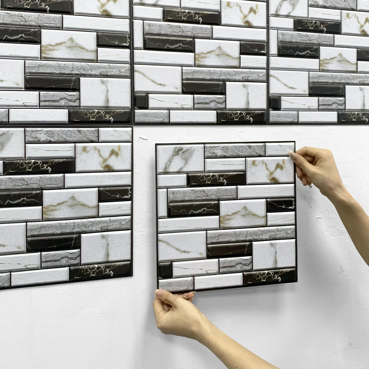 3D Wanda uf kleber selbst klebende Kunststein Wand paneel schälen und kleben Fliesen Backs plash für Küche Bad wasserdichte Fliesen Aufkleber