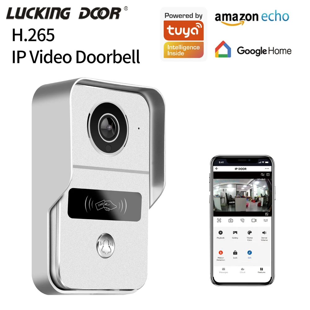 Tuya App 2,4G Wifi Drahtlose 1080P HD Video Türklingel Türsprechanlage Villa Intercom Remote Türschloss Entsperren modul 12V POE Verbindung Image
