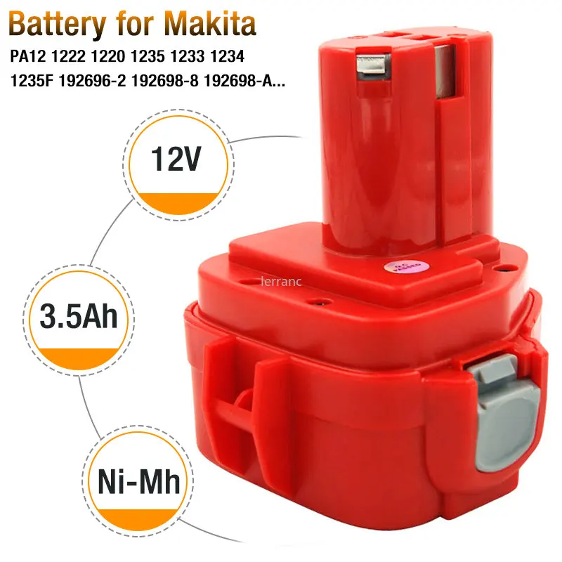 12V 3500mAh Ni-Mh 3,0Ah Akku für Makita Akku-Bohrschrauber 6270D 6271D PA12 1220 1222 1234 1235F 192598 -2 193981 -6 Image