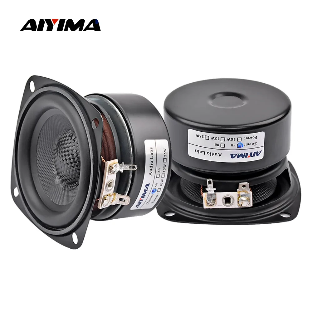 AIYIMA 2 Stück 3 Zoll Breitband-Lautsprecher 4 8 Ohm 20W Wasserdichte Lautsprecher Glasfaser-Lautsprecher für Heim-Verstärker Audio Image