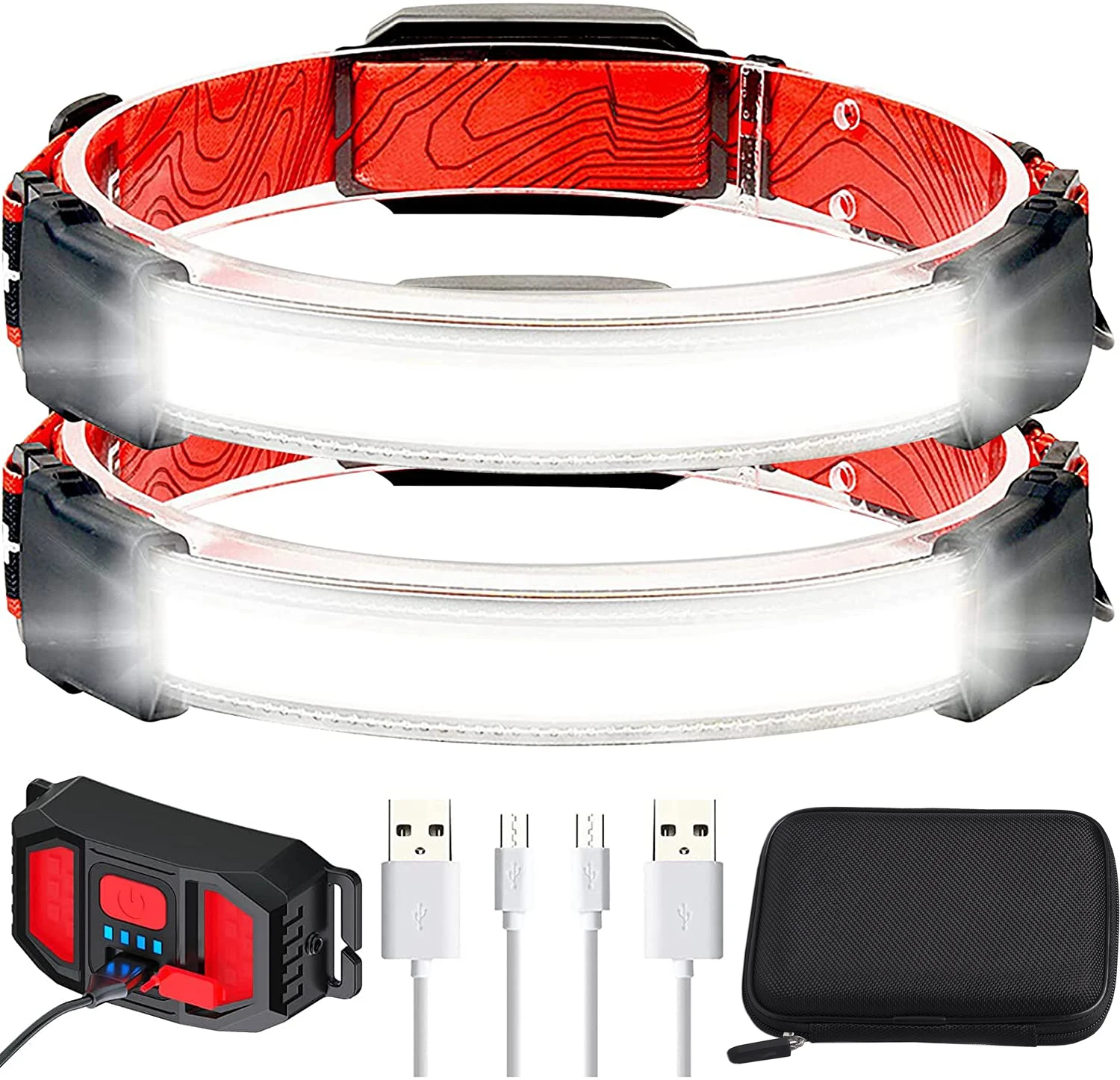 Hohe Lumen LED Scheinwerfer Wiederaufladbare Scheinwerfer Taschenlampe Wasserdicht Scheinwerfer Kopf Lampe Licht für Angeln Laufen Camping Image