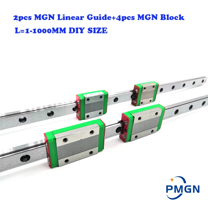 MGN Guide 2 stücke MGN Linear Guide + 4 stücke MGN Block MGN7 MGN12 MGN15 MGN9 300 350 400 450 500 600 800mm Miniatur-linearschienenschlitten Image