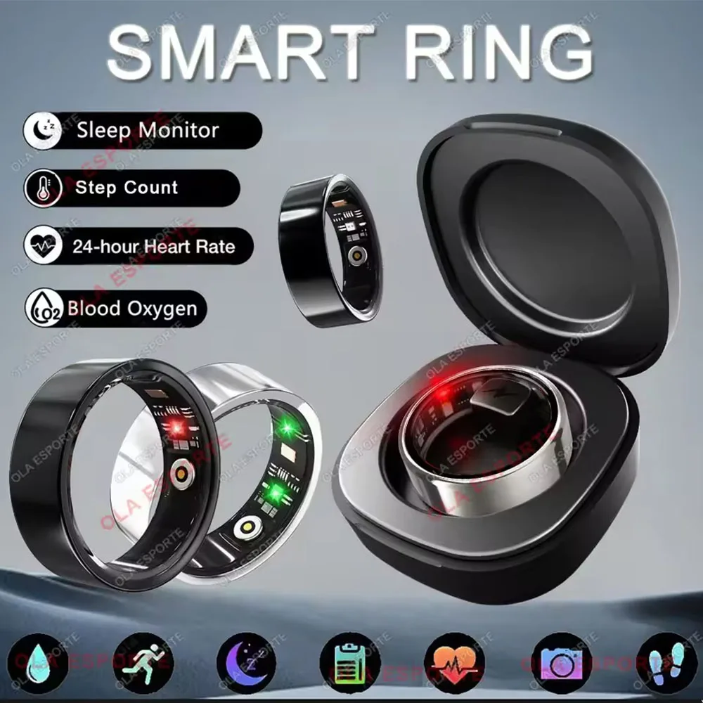 Smart Ring Männer Frauen Gesundheit Monitor Herzfrequenz Blut Sauerstoff Schlaf Ring 5ATM Wasserdicht Ring Multi Sport Fitness Tracker Ringe