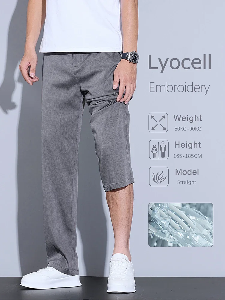 Männer Frühling Sommer Casual Hosen Koreanische Gerade Stretch Lyocell Gemütliche Dünne Hosen Marke Kleidung Mode Business Männliche Hosen