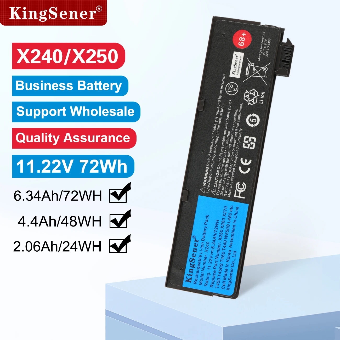 KingSener Laptop-Akku für Lenovo ThinkPad X240 T440S T440 X250 X260 X270 T450S T460 T450 T450S T550 T560 45N1126 45N1127 Image