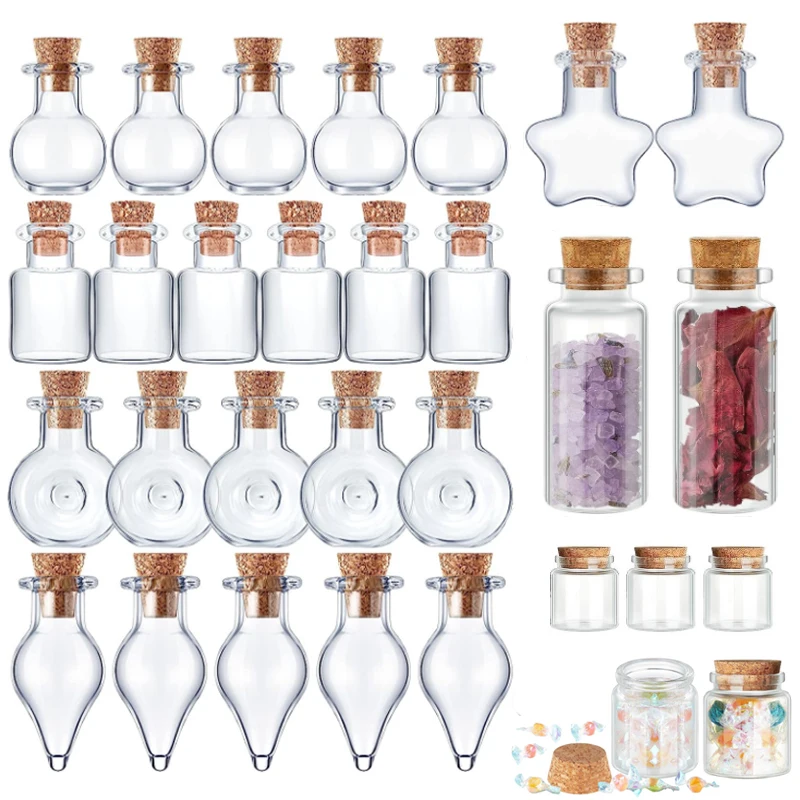 5 Stück-10 Stück kleine süße Mini-Korkstopfen, Glasflaschen, Fläschchen, Gläser, Behälter, kleine Wunschflasche, Glas mit Korkstopfen Image