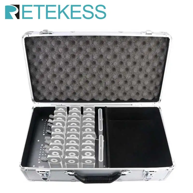 Retekess tt001 Lade koffer Aufbewahrung sbox Aluminium legierung mit 32 Steckplätzen für das drahtlose Reiseleiter system des Senders t130 und des Empfängers t131 Image