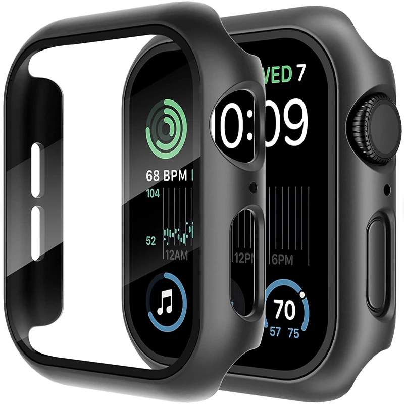 Glas + Abdeckung für Apple Watch Gehäuse 9 8 7 6 SE 5 iWatch Zubehör Displayschutzfolie Apple Watch Serie 44 mm 40 mm 41 mm 45 mm 42 mm 38 mm Image