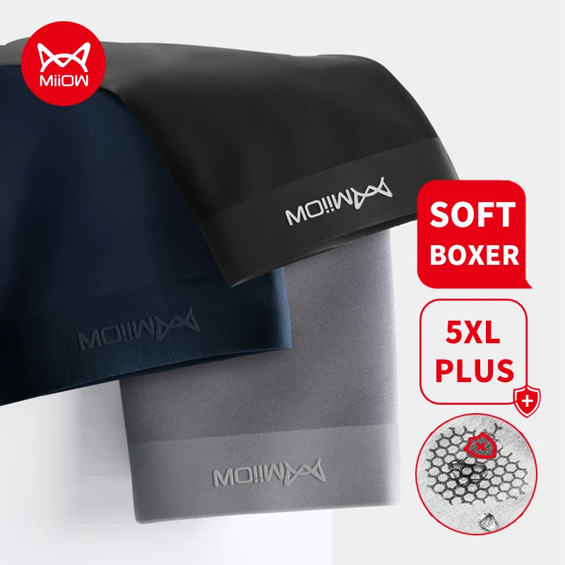 MiiOW 3Pcs Organische Baumwolle Männer Boxer Unterwäsche Nahtlose Antibakterielle Unterhose Boxershorts Stamm Männlichen Höschen L-5XL 2022 Neue Image